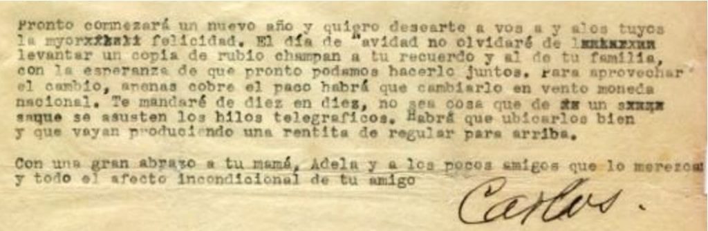 Carta a Defino Fin de 1934